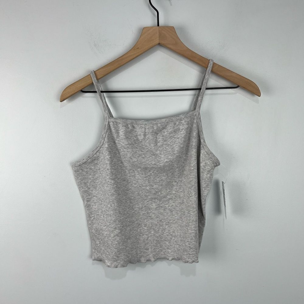 BP Grey High Neck Sleeveless Tank Crop Top L NWT